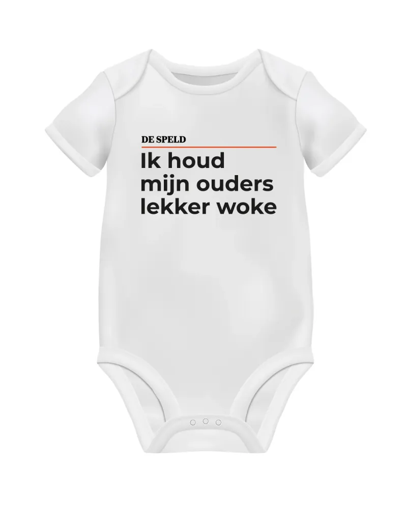 Romper ' Ik houd mijn ouders lekker woke' (wit en zwart)